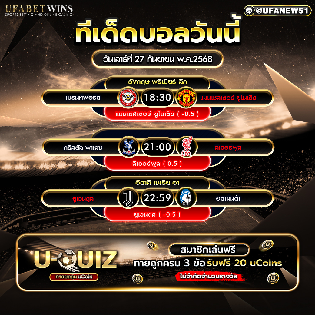 วิเคราะห์บอล วันที่ 27 กันยายน 2568