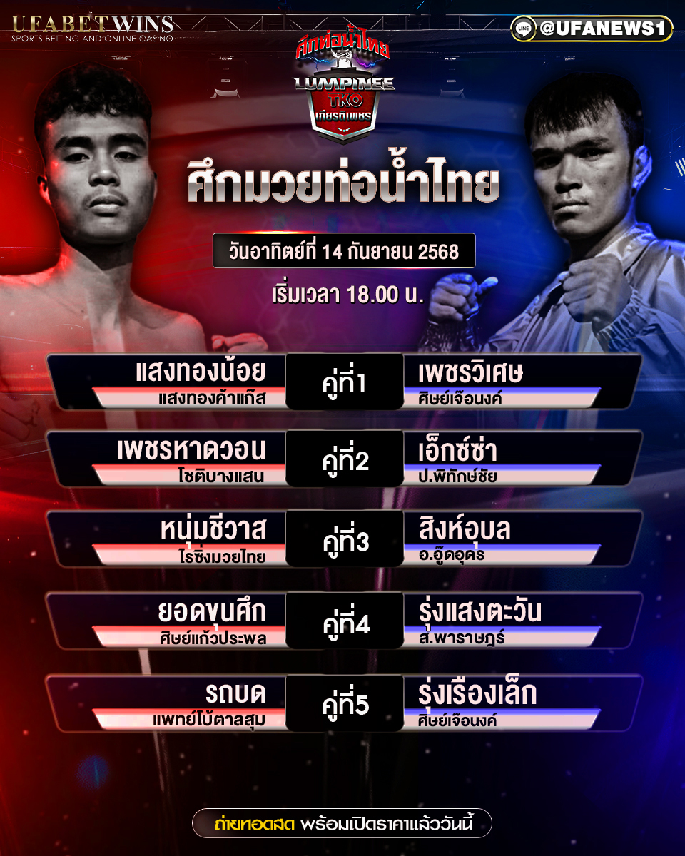 มวยวันนี้ ศึกท่อน้ำไทย TKO เกียรติเพชร 14/09/68