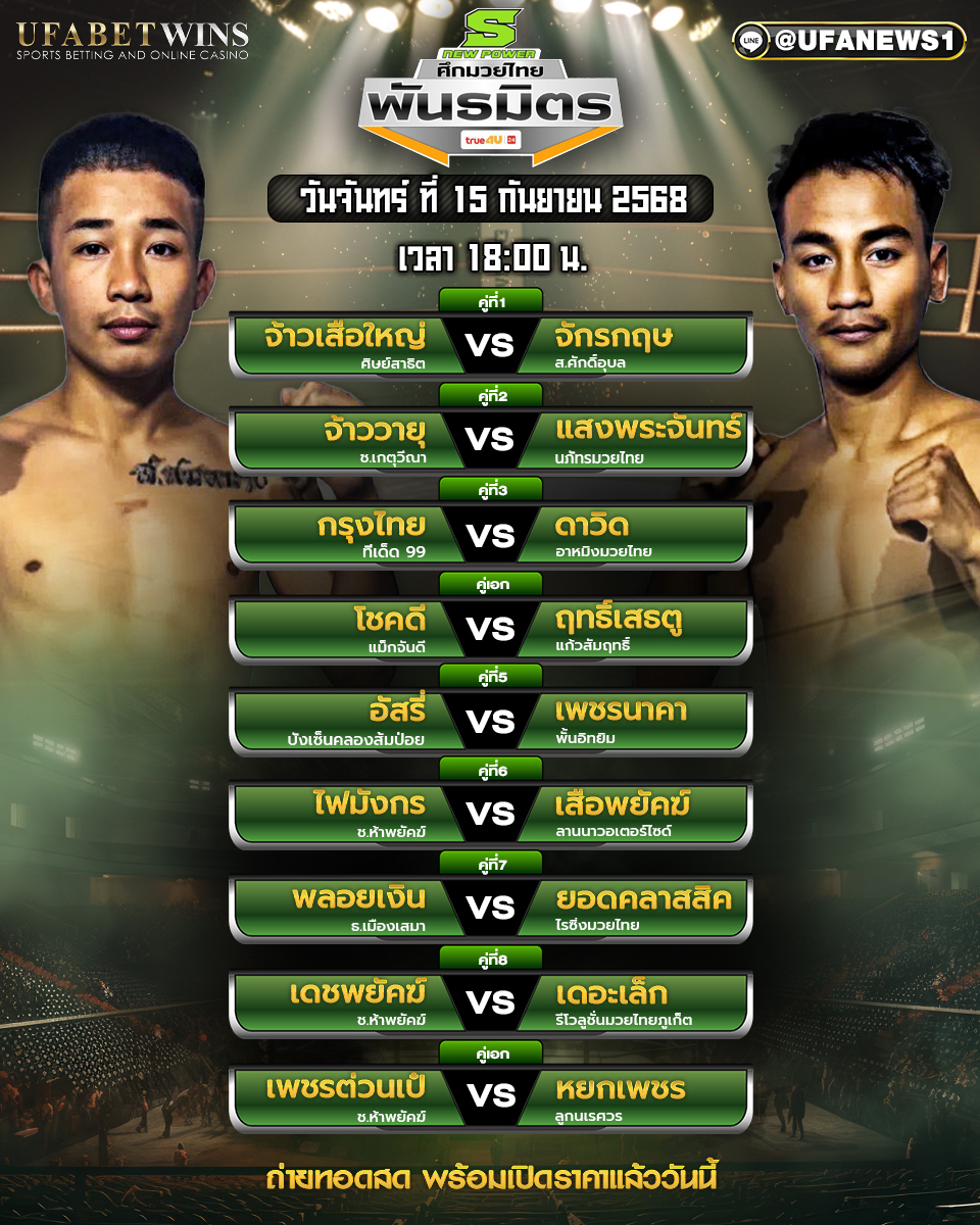 มวยวันนี้ ศึกมวยไทยพันธมิตร 15/09/68