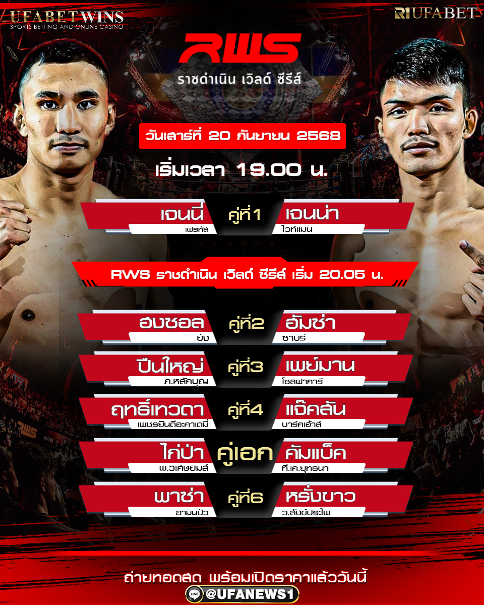 มวยวันนี้ ศึกราชดำเนินเวิลด์ ซีรีส์ 20/09/68