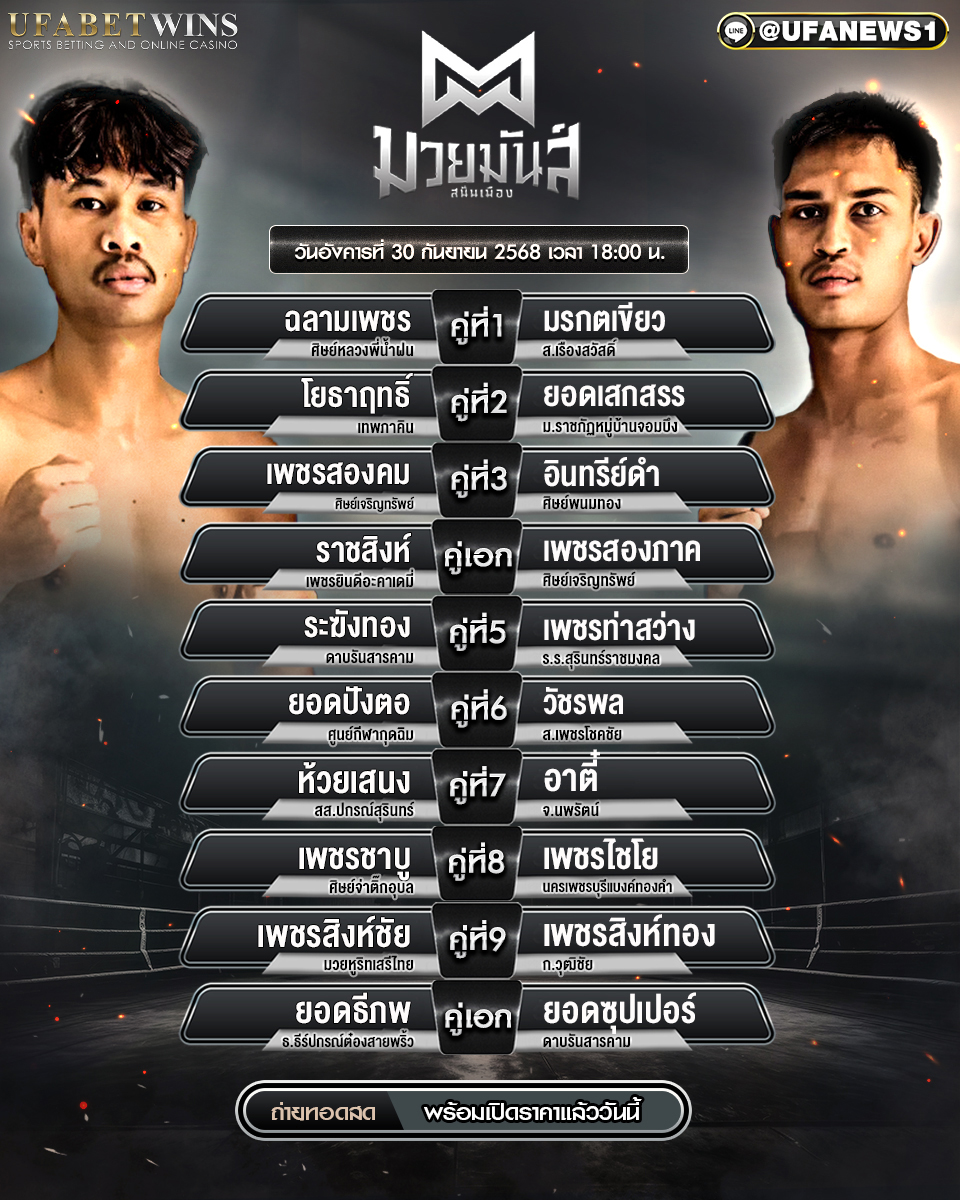 มวยวันนี้ ศึกมวยมันส์สนั่นเมือง+ภ.หลักบุญ 30/09/68