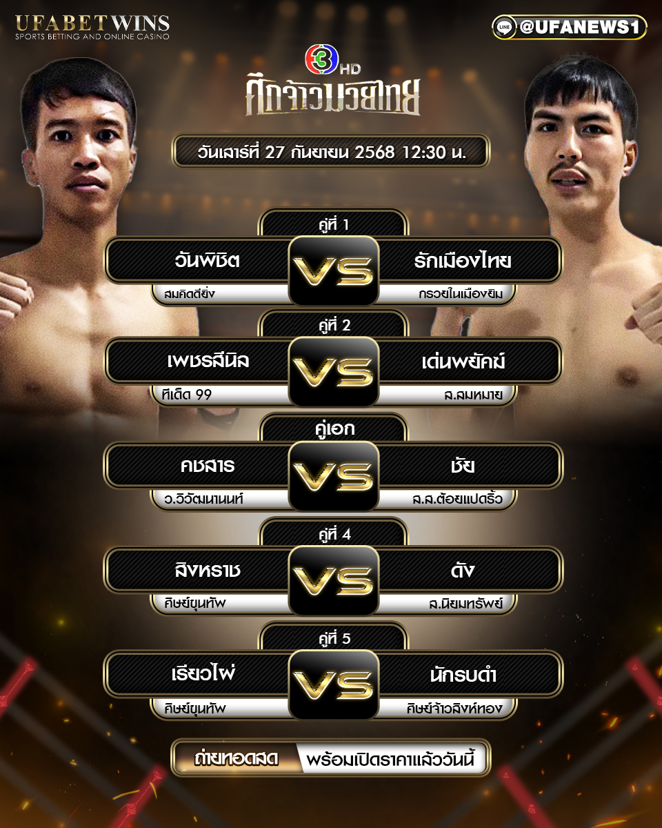 มวยวันนี้ ศึกจ้าวมวยไทย 27/09/68
