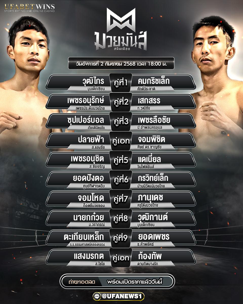 มวยวันนี้ ศึกมวยมันสนั่นเมือง 2/09/68