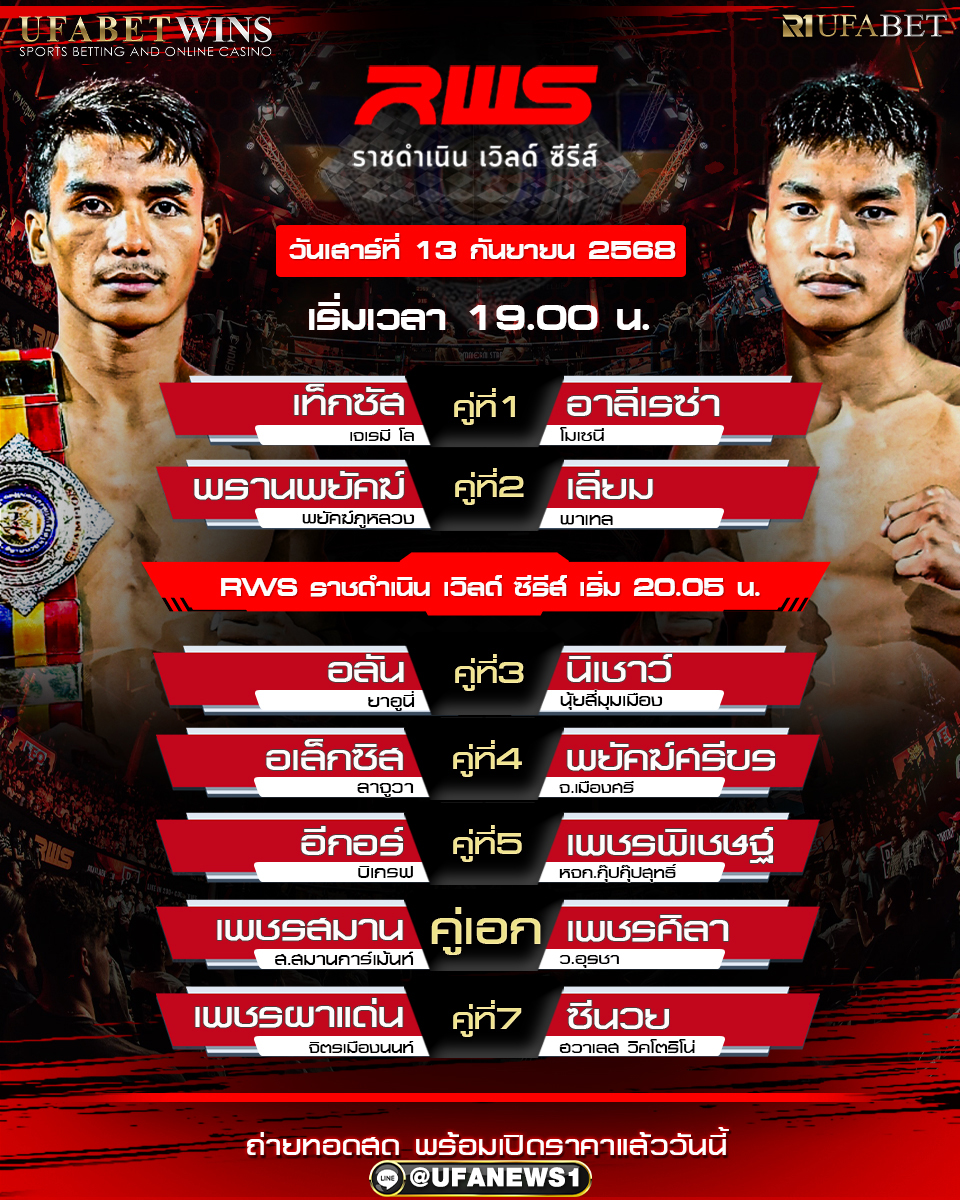มวยวันนี้ ศึกราชดำเนิน เวิลด์ ซีรี่ 13/09/68