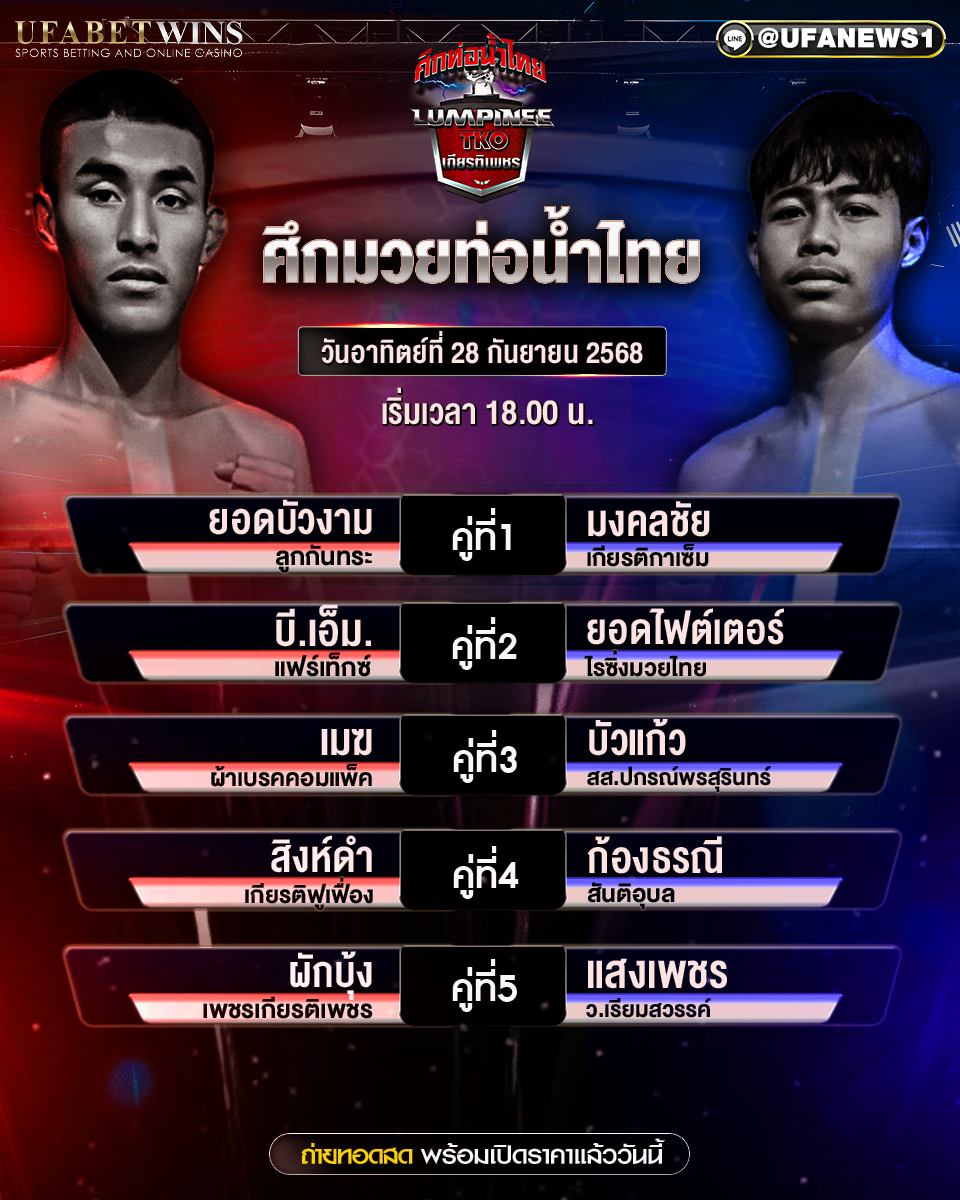 มวยวันนี้ ศึกท่อน้ำไทย TKO เกียรติเพชร 28/09/68