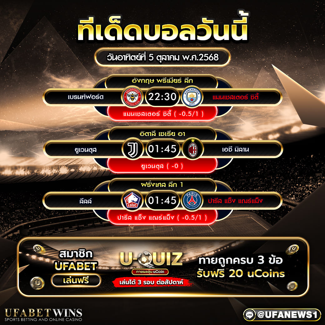 วิเคราะห์บอล วันที่ 4 ตุลาคม 2568