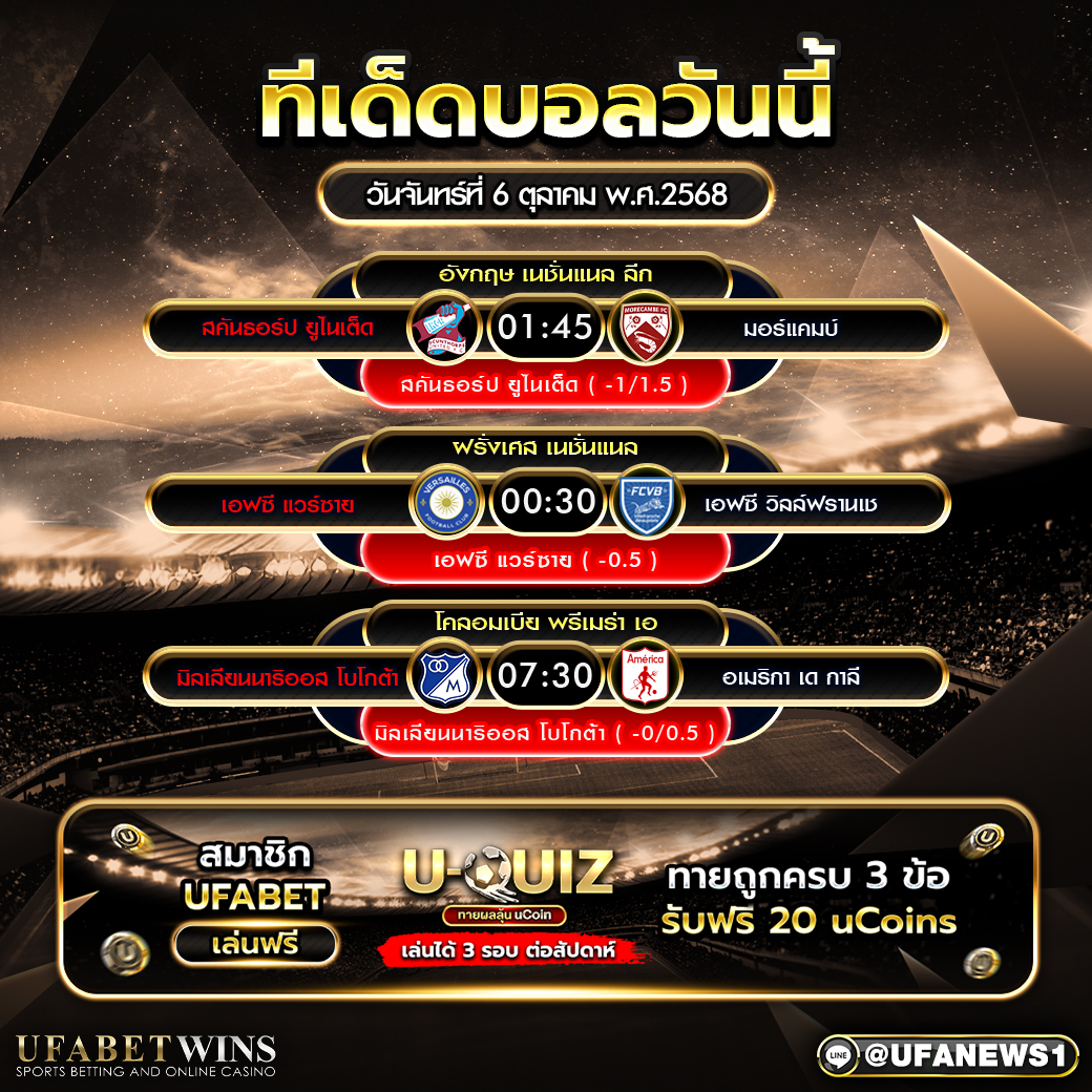 วิเคราะห์บอล วันที่ 7 ตุลาคม 2568