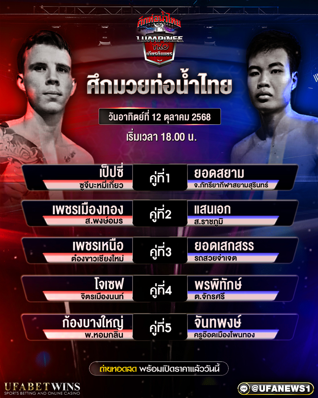 มวยวันนี้ ศึกท่อน้ำไทย 12/10/68