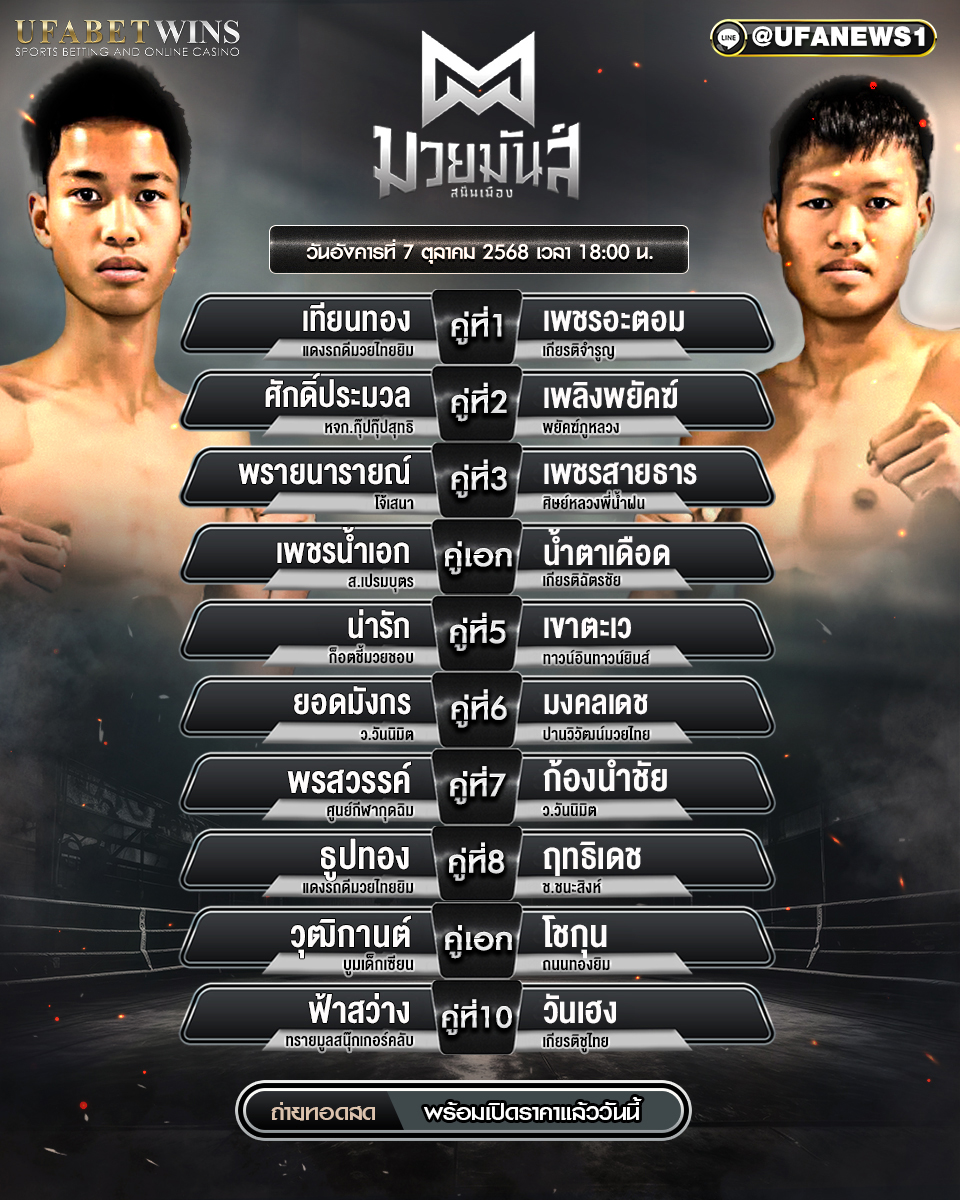 มวยวันนี้ ศึกมวยมันส์สนั่นเมือง+ภ.หลักบุญ 07/10/68