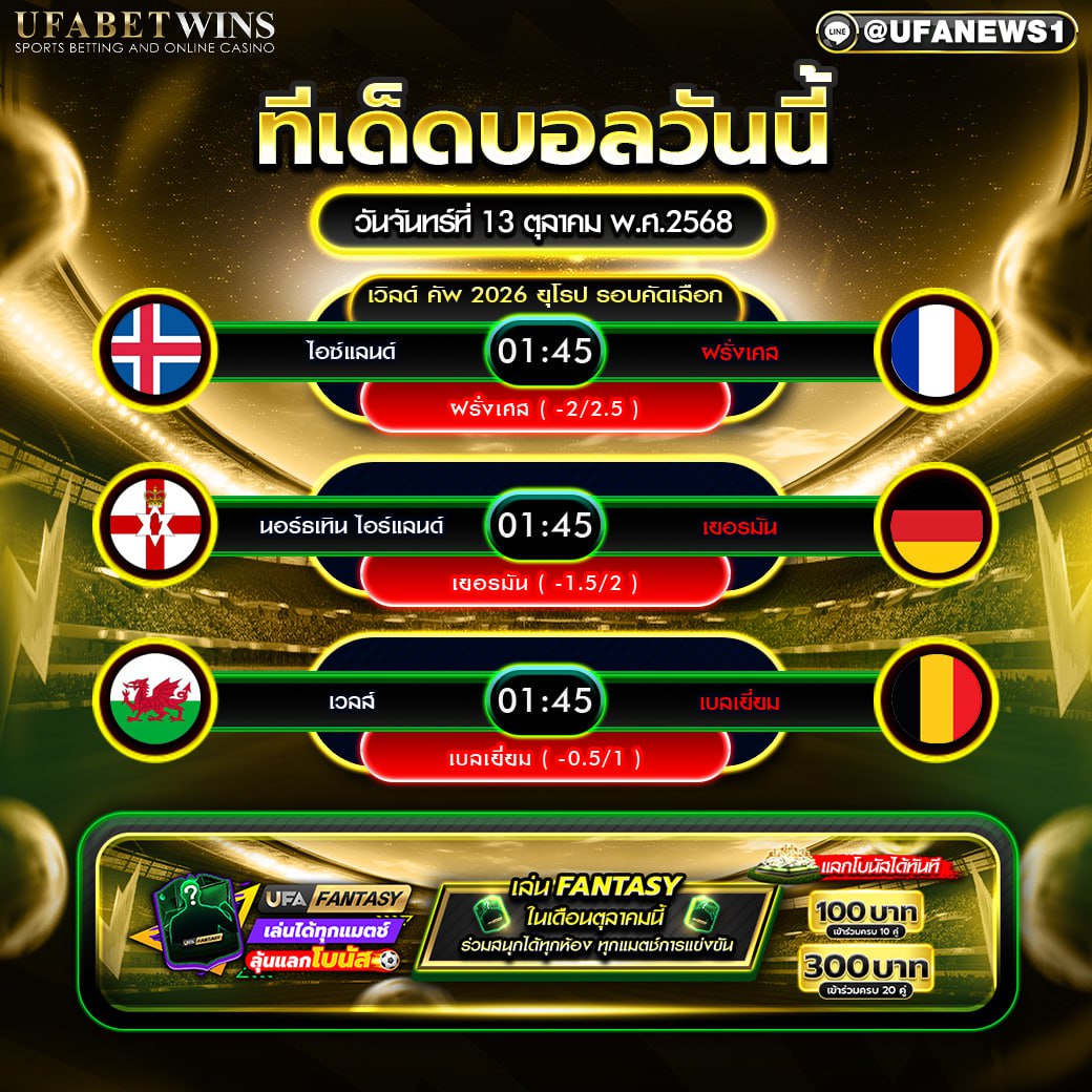วิเคราะห์บอล วันที่ 13 ตุลาคม 2568 — พรีวิว & ทีเด็ด 3 คู่เด่น