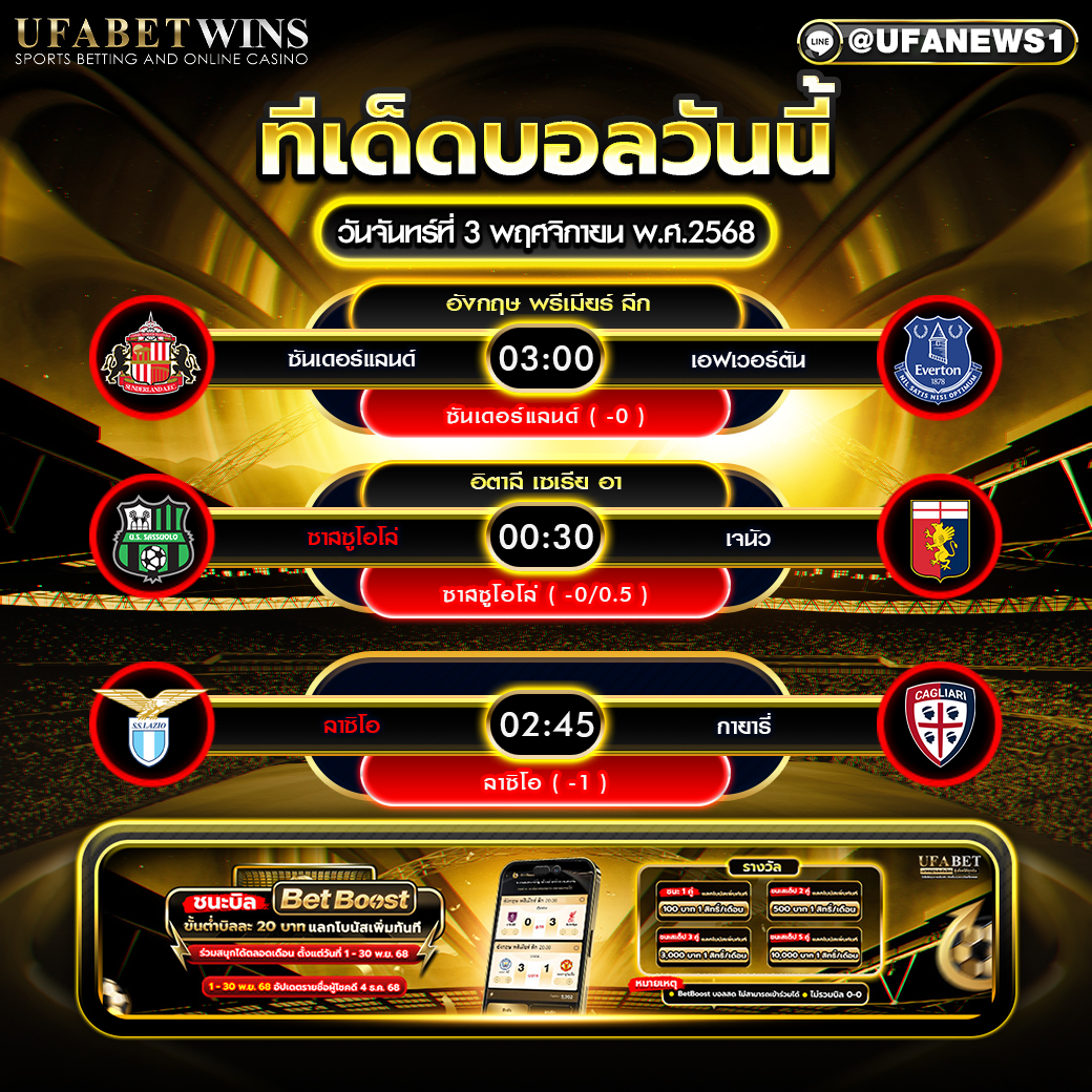 ทีเด็ดบอลวันนี้ 3 พฤศจิกายน 2568 — ชี้เป้าโอกาสเข้า สูง-ต่ำ ครบ