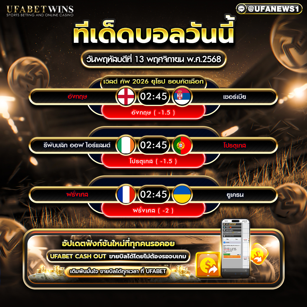 ทีเด็ดบอลวันนี้ 13 พ.ย. 2568 | คัดบอลโลกยุโรป