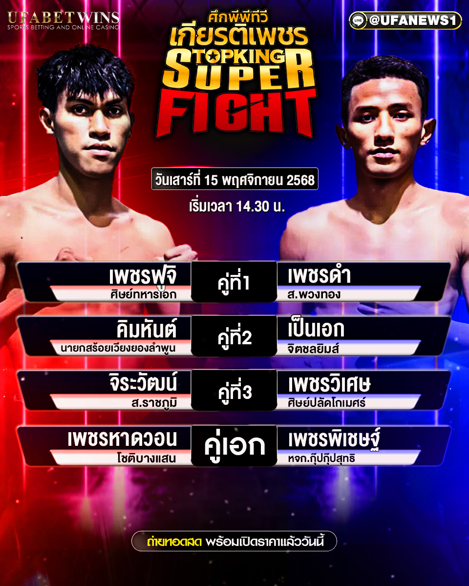 โปรแกรมมวย “ศึกมวยไทยเกียรติเพชร SKS” – เวทีมวยสยามอ้อมน้อย (เสาร์ที่ 18 พฤศจิกายน 2568 | เริ่มชก 15:00 น.)