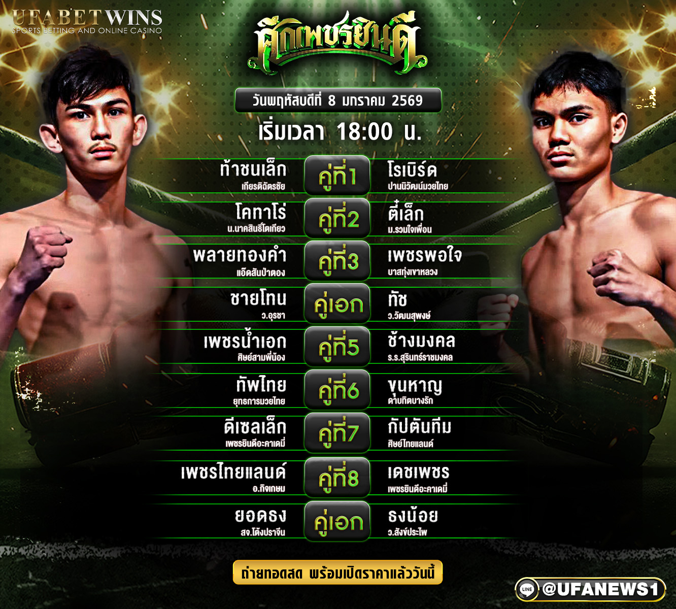 โปรแกรมมวยศึกเพชรยินดี 15 ม.ค. 2569 วิเคราะห์โปรแกรมมวยครบทุกคู่ เวทีราชดำเนิน