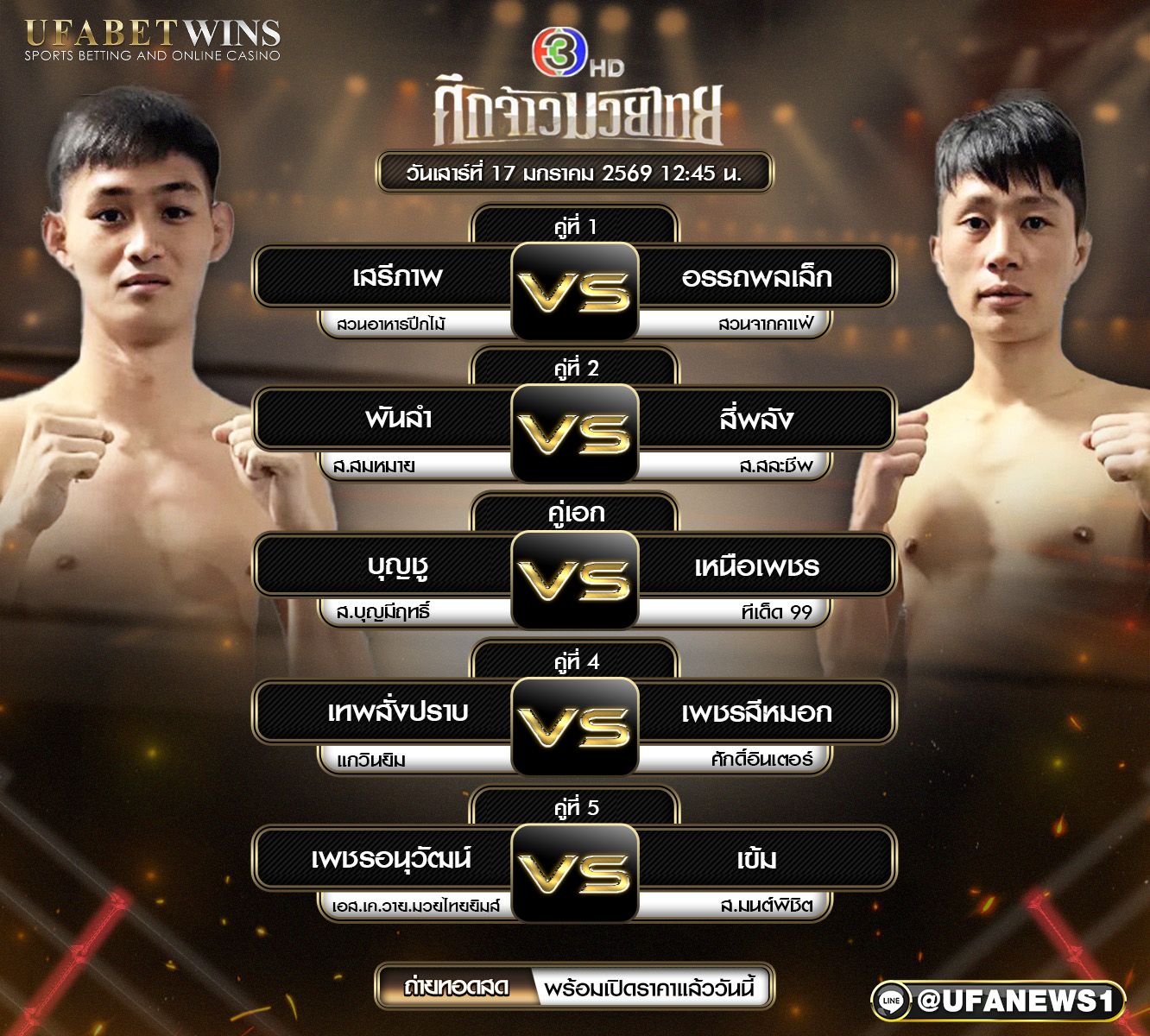 วิเคราะห์มวย ศึกจ้าวมวยไทย วันเสาร์ที่ 17 มกราคม 2569 เจาะลึกทุกคู่บนเวทีอ้อมน้อย